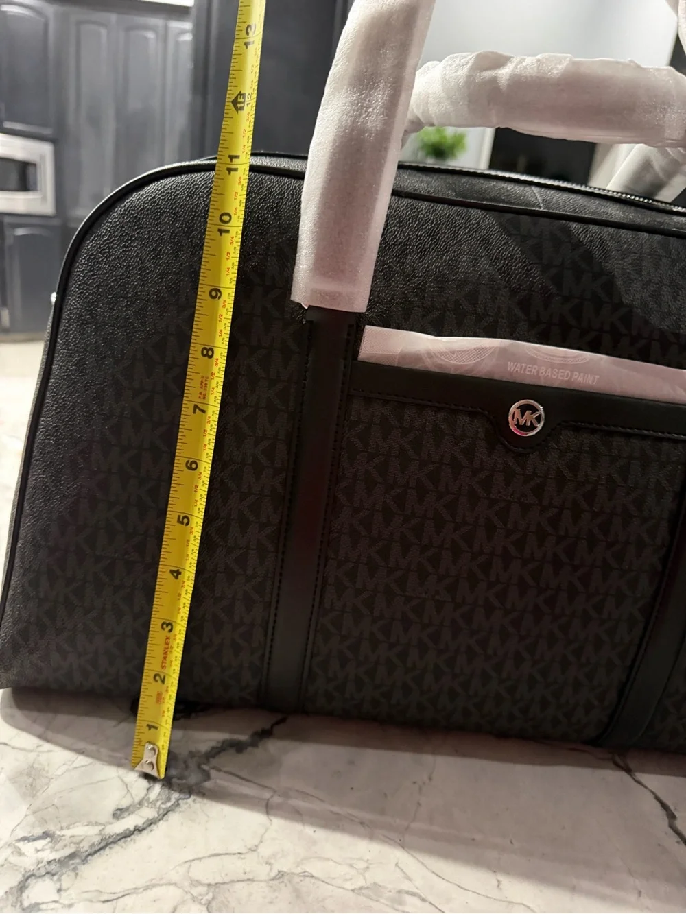 Michael Kors Brown Monogram Duffel Bag with Dark Trim